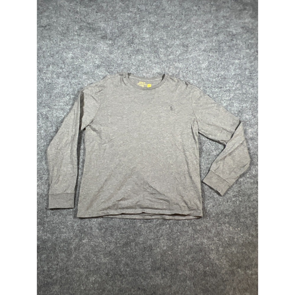 Polo Ralph Lauren Shirt Mens Medium Gray Pony Logo Cotton Long Sleeve Crew Neck